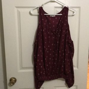 Maroon cold shoulder top